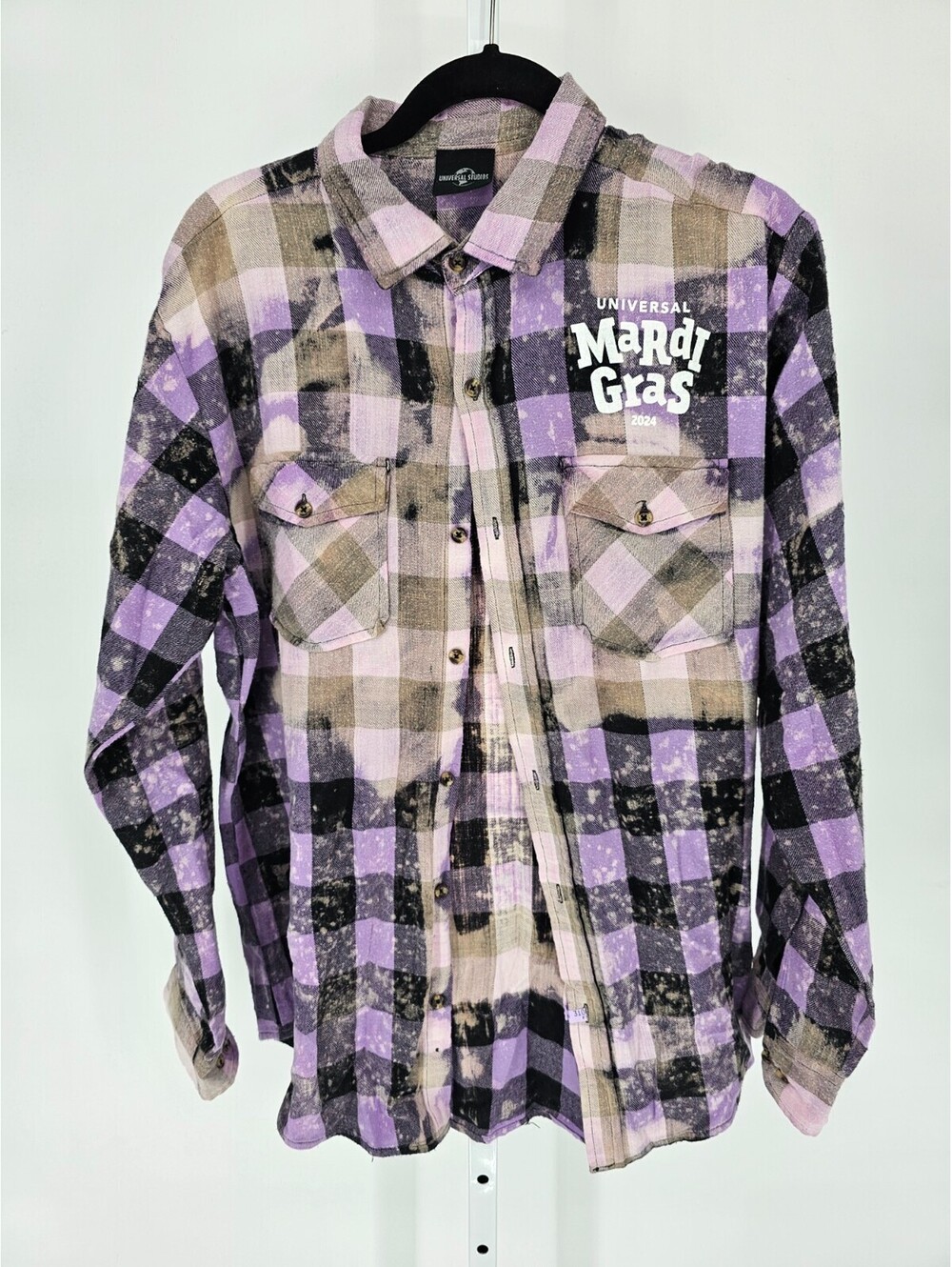 Universal Studios Florida Mardi Gras 2024 Adult 2XL Flannel Shirt Alligator - Picture 2 of 5